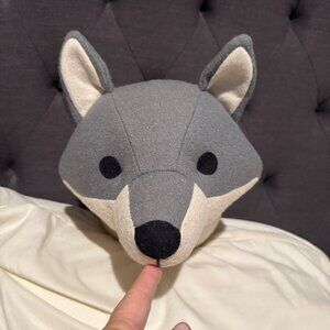 Pillowfort Gray Wolf Head Wall Decor, a plush stuffed animal designed to be moun
